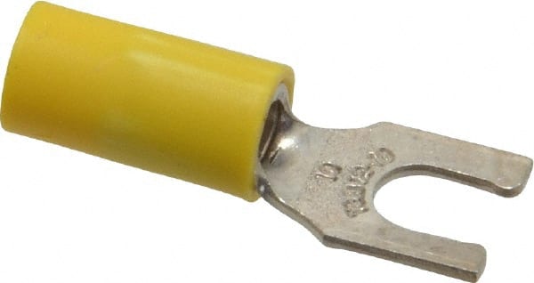 Thomas & Betts - #10 Stud, 12 to 10 AWG Compatible, Partially Insulated, Crimp Connection, Locking Fork Terminal - All Tool & Supply