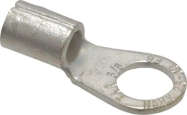 Thomas & Betts - 6 AWG Noninsulated Crimp Connection Circular Ring Terminal - 3/8" Stud, 1.32" OAL x 0.6" Wide, Tin Plated Copper Contact - All Tool & Supply