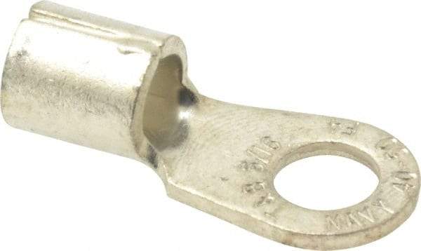 Thomas & Betts - 4 AWG Noninsulated Crimp Connection Circular Ring Terminal - 5/16" Stud, 1.35" OAL x 0.6" Wide, Tin Plated Copper Contact - All Tool & Supply