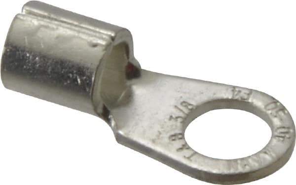 Thomas & Betts - 4 AWG Noninsulated Crimp Connection Circular Ring Terminal - 3/8" Stud, 1.35" OAL x 0.6" Wide, Tin Plated Copper Contact - All Tool & Supply