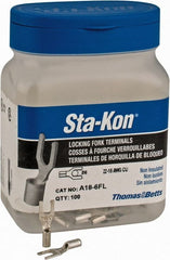 Thomas & Betts - #6 Stud, 22 to 16 AWG Compatible, Noninsulated, Crimp Connection, Locking Fork Terminal - All Tool & Supply