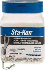 Thomas & Betts - #10 Stud, 22 to 16 AWG Compatible, Noninsulated, Crimp Connection, Locking Fork Terminal - All Tool & Supply