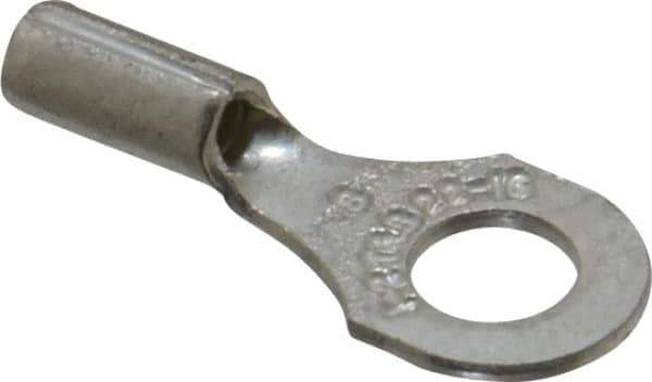 Thomas & Betts - 22-16 AWG Noninsulated Crimp Connection D Shaped Ring Terminal - #8 Stud, 3/4" OAL x 0.31" Wide, Tin Plated Copper Contact - All Tool & Supply