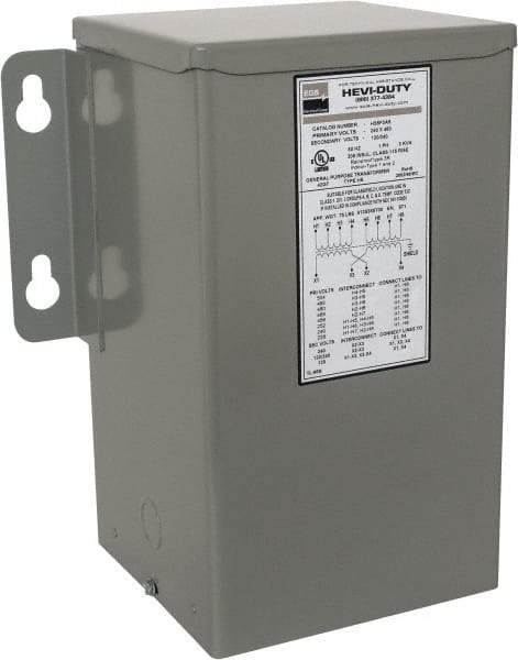 Sola/Hevi-Duty - 1 Phase, 240-480 Volt Input, 120/240 Volt Output, 60 Hz, 3 kVA, General Purpose Transformer - 4, 12, 3R, 4X NEMA Rating, 239°F Temp Rise, 10 Inch Wide x 7 Inch Deep x 12 Inch High, Indoor, Outdoor, Wall Mount - All Tool & Supply