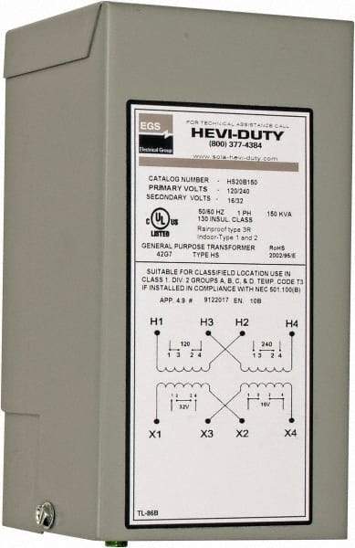 Sola/Hevi-Duty - 120/240 Input Volt, 16/32 Output Volt, 60 Hz, Buck Boost Transformer - 1 Phase, 4 Inch Wide x 4 Inch Deep x 8 Inch High, cULus Listed E77014 - All Tool & Supply