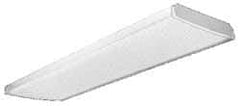 Lithonia Lighting - 4 Lamp, 4 Ft. Long, 32 Watt, Stem and Surface Mounted, Fluorescent Lamp Wraparound Light Fixture - 120-277 Volt, White, Electronic Ballast - All Tool & Supply