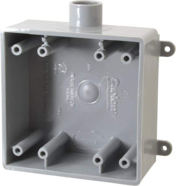 Thomas & Betts - 2 Gang, (1) 1/2" Knockout, PVC Rectangle Switch Box - 117.35mm Overall Height x 142.24mm Overall Width x 50.29mm Overall Depth, Weather Resistant - All Tool & Supply