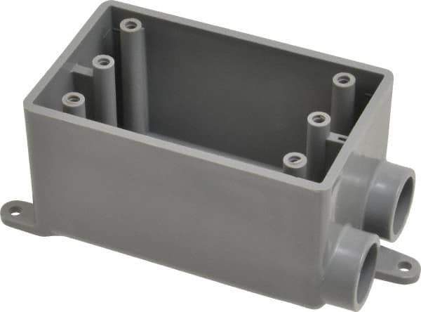 Thomas & Betts - 1 Gang, (2) 1/2" Knockouts, PVC Rectangle Junction Box - 115.3mm Overall Height x 98.4mm Overall Width x 61.5mm Overall Depth, Weather Resistant - All Tool & Supply