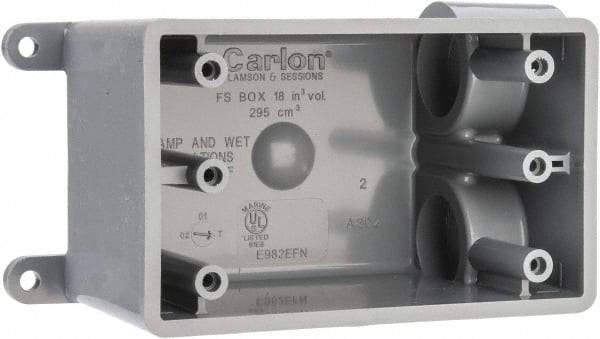 Thomas & Betts - 1 Gang, (2) 3/4" Knockouts, PVC Rectangle Junction Box - 115.3mm Overall Height x 98.4mm Overall Width x 61.5mm Overall Depth, Weather Resistant - All Tool & Supply