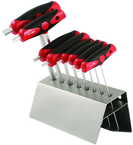 8 Piece - 2.0 - 10mm - Hard Chrome Finish - Metal Stand - T-Handle Soft Grip Dual Drive Ball End Hex Set - All Tool & Supply