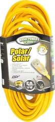 Southwire - 50', 16/3 Gauge/Conductors, Yellow Outdoor Extension Cord - 1 Receptacle, 13 Amps, 125 VAC, UL SJEOOW, NEMA 5-15P, 5-15R - All Tool & Supply