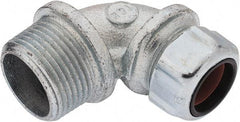 Thomas & Betts - 5/8 to 3/4" Cable Capacity, Liquidtight, Elbow Strain Relief Cord Grip - 1 NPT Thread, Iron - All Tool & Supply