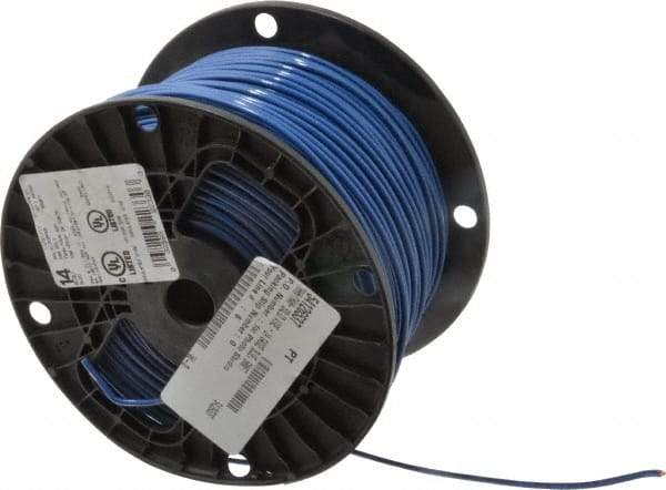 Southwire - THHN/THWN, 14 AWG, 15 Amp, 500' Long, Solid Core, 1 Strand Building Wire - Blue, Thermoplastic Insulation - All Tool & Supply