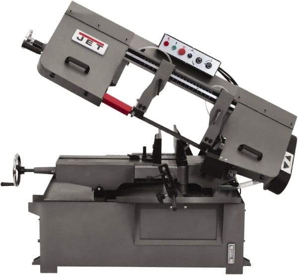 Jet - 10 x 14" Max Capacity, Manual Step Pulley Horizontal Bandsaw - 82, 132, 210 & 330 SFPM Blade Speed, 230/460 Volts, 45°, 3 hp, 3 Phase - All Tool & Supply