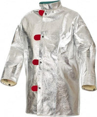 PRO-SAFE - Size S Aluminized Jacket - Silver, Yellow, Aluminized & Kevlar, Snaps Closure, 36 to 38" Chest - All Tool & Supply