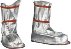 PRO-SAFE - Men's 9-12 Aluminized Overboots - 12" High, Plain Toe, Nonslip Sole, Aluminized Blended Kevlar Upper, Silver - All Tool & Supply