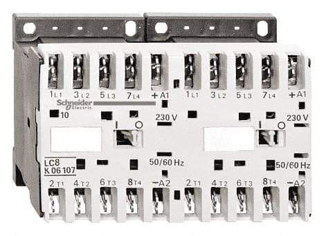 Schneider Electric - 3 Pole, 24 Coil VAC at 50/60 Hz, 16 Amp at 690 VAC, 20 Amp at 440 VAC and 9 Amp at 440 VAC, Reversible IEC Contactor - BS 5424, CSA, IEC 60947, NF C 63-110, RoHS Compliant, UL Listed, VDE 0660 - All Tool & Supply