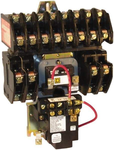 Square D - No Enclosure, 12 Pole, Mechanically Held Lighting Contactor - 20 A (Tungsten), 30 A (Fluorescent), 24 VAC at 60 Hz, 12NO Contact Configuration - All Tool & Supply