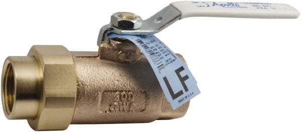 Conbraco - 1-1/4" Pipe, Standard Port, Bronze Single Union Ends Ball Valve - Bi-Directional, Female Union x FNPT Ends, Lever Handle, 600 WOG, 150 WSP - All Tool & Supply