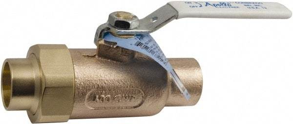 Conbraco - 2" Pipe, Standard Port, Bronze Single Union Ends Ball Valve - Bi-Directional, Union/Soldered x Union/Soldered Ends, Lever Handle, 600 WOG, 150 WSP - All Tool & Supply