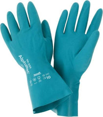 Ansell - Size XL (10), 12" Long, 12 mil Thick, Supported, Nitrile Chemical Resistant Gloves - Smooth Finish, Foam Lined, Green - All Tool & Supply