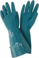 Ansell - Size L (9), 15" Long, 17 mil Thick, Supported, Nitrile Chemical Resistant Gloves - Smooth Finish, Foam Lined, Green - All Tool & Supply