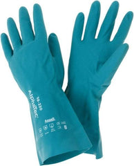 Ansell - Size M (8), 12" Long, 12 mil Thick, Supported, Nitrile Chemical Resistant Gloves - Smooth Finish, Foam Lined, Green - All Tool & Supply