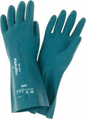 Ansell - Size XL (10), 15" Long, 17 mil Thick, Supported, Nitrile Chemical Resistant Gloves - Smooth Finish, Foam Lined, Green - All Tool & Supply