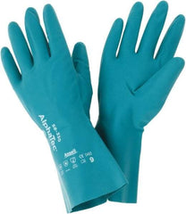 Ansell - Size L (9), 12" Long, 12 mil Thick, Supported, Nitrile Chemical Resistant Gloves - Smooth Finish, Foam Lined, Green - All Tool & Supply