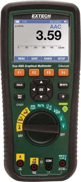 Extech - GX900, CAT III, 1,000 VAC/VDC, True RMS Wireless Multimeter - 50 mOhm, Measures Voltage, Capacitance, Frequency, Resistance, Temperature - All Tool & Supply