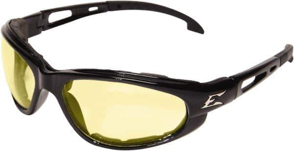 Edge Eyewear - Yellow Lenses, Framed Safety Glasses - Anti-Fog, Scratch Resistant, Black Nylon Frame, Size Universal, Wrap Around - All Tool & Supply