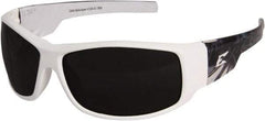 Edge Eyewear - Smoke Lenses, Framed Safety Glasses - Scratch Resistant, White Nylon Frame, Size Universal, Wrap Around - All Tool & Supply