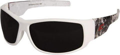 Edge Eyewear - Smoke Lenses, Framed Safety Glasses - Scratch Resistant, White Nylon Frame, Size Universal, Wrap Around - All Tool & Supply