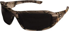 Edge Eyewear - Smoke Lenses, Framed Safety Glasses - Scratch Resistant, Camouflage Nylon Frame, Size Universal, Wrap Around - All Tool & Supply