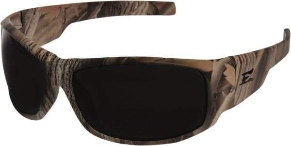 Edge Eyewear - Smoke Lenses, Framed Safety Glasses - Scratch Resistant, Camouflage Nylon Frame, Size Universal, Wrap Around - All Tool & Supply