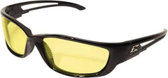 Edge Eyewear - Yellow Lenses, Framed Safety Glasses - Anti-Fog, Scratch Resistant, Black Nylon Frame, Size XL, Wrap Around - All Tool & Supply