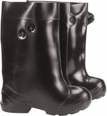 Winter Walking - Men's 12-13.5 Traction Overshoes - 15" High, Plain Toe, Nonslip Sole, PVC Upper, Black - All Tool & Supply