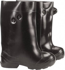 Winter Walking - Men's 14-15.5 Traction Overshoes - 15" High, Plain Toe, Nonslip Sole, PVC Upper, Black - All Tool & Supply