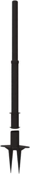 Banner Stakes - 22 to 42" High, 2-3/8" Pole Diam, Stanchion - 9" Base Diam, Removable Spike Nylon Base, Black Plastic Post, For Outdoor Use - All Tool & Supply