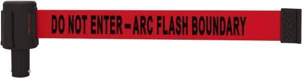 Banner Stakes - 6.61" High x 15' Long x 2-1/2" Wide Retractable Barrier Belt - Plastic & Polyester, Matte Finish, Red, Use with Banner Stakes Plus Stanchion, Banner Stakes Plus Base - All Tool & Supply