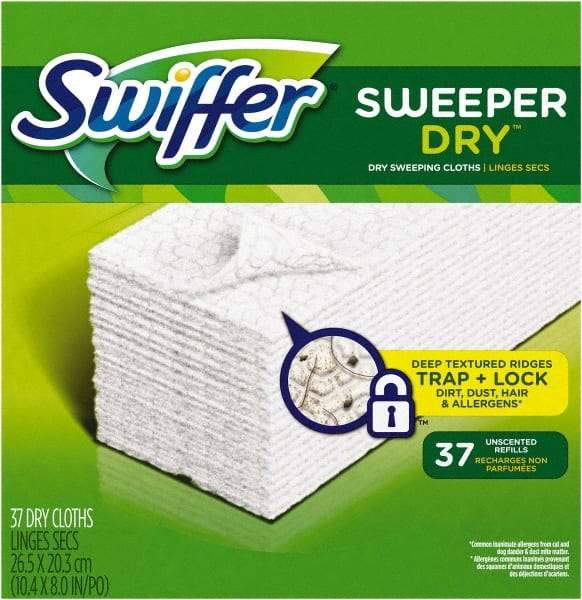 Swiffer - 8" Long x 10.4" Wide Microfiber Dust Mop Pad - Snap-On, White, Rectangular Head - All Tool & Supply