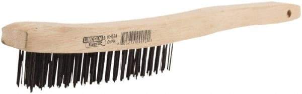 Lincoln Electric - 2 Rows x 9 Columns Brass Wire Brush - 9" OAL, 8-3/4 Trim Length, Wood Handle - All Tool & Supply