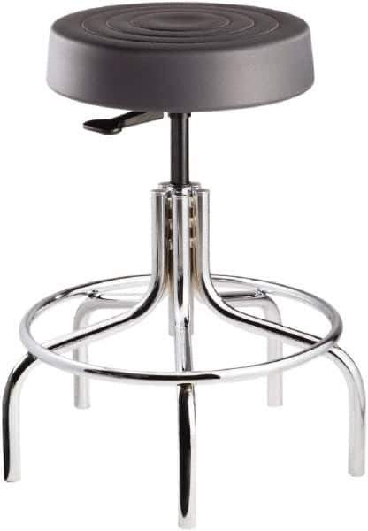 Bevco - 14 Inch Wide x 14-1/2 Inch Deep x 30 Inch High, Tubular Chrome Base, Adjustable Height Swivel Stool - Polyurethane Seat, Graphite - All Tool & Supply