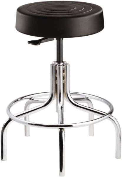 Bevco - 14 Inch Wide x 14-1/2 Inch Deep x 30 Inch High, Tubular Chrome Base, Adjustable Height Swivel Stool - Polyurethane Seat, Black - All Tool & Supply