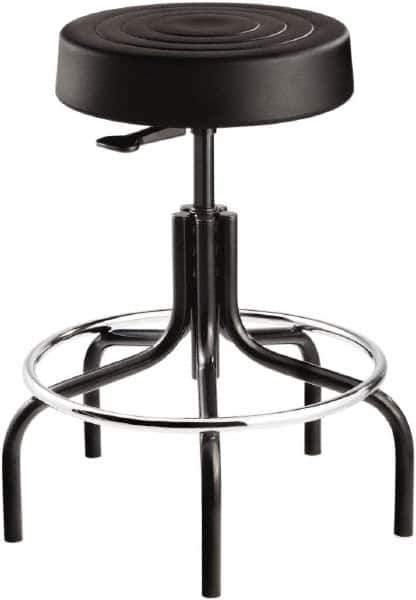 Bevco - 14 Inch Wide x 14-1/2 Inch Deep x 30 Inch High, Tubular Steel Base, Adjustable Height Swivel Stool - Polyurethane Seat, Black - All Tool & Supply