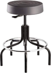 Bevco - 14 Inch Wide x 14-1/2 Inch Deep x 30 Inch High, Tubular Steel Base, Adjustable Height Swivel Stool - Polyurethane Seat, Graphite - All Tool & Supply