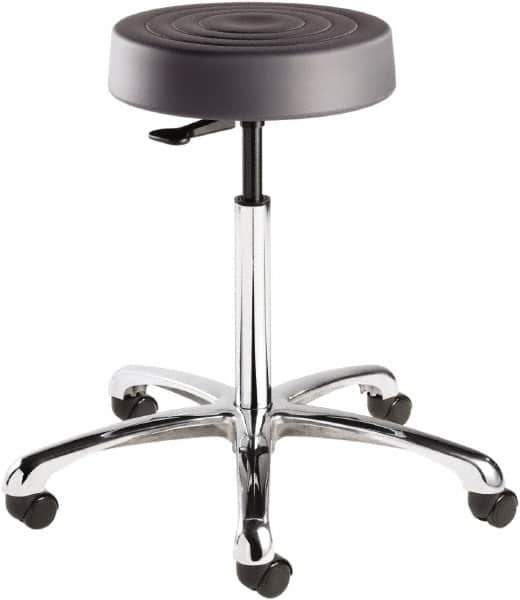 Bevco - 14 Inch Wide x 14-1/2 Inch Deep x 33 Inch High, Polished Aluminum Base, Adjustable Height Swivel Stool - Polyurethane Seat, Graphite - All Tool & Supply