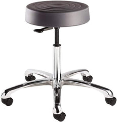 Bevco - 14 Inch Wide x 14-1/2 Inch Deep x 22-1/2 Inch High, Polished Aluminum Base, Adjustable Height Swivel Stool - Polyurethane Seat, Graphite - All Tool & Supply