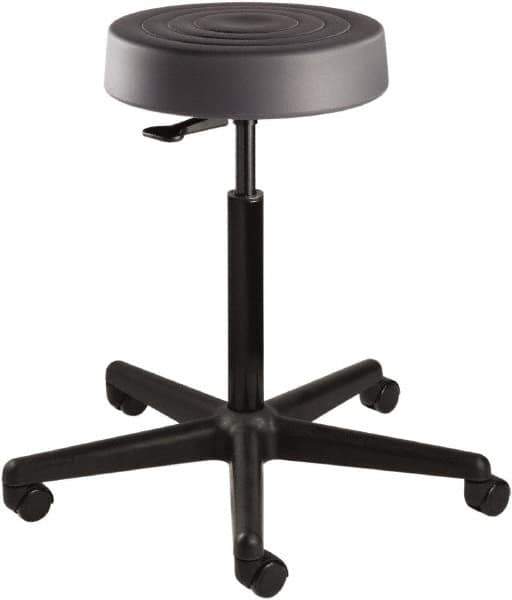 Bevco - 14 Inch Wide x 14-1/2 Inch Deep x 34 Inch High, Reinforced Black Nylon Base, Adjustable Height Swivel Stool - Polyurethane Seat, Graphite - All Tool & Supply