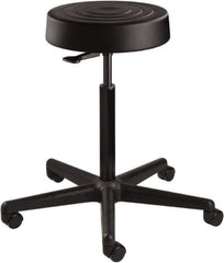 Bevco - 14 Inch Wide x 14-1/2 Inch Deep x 34 Inch High, Reinforced Black Nylon Base, Adjustable Height Swivel Stool - Polyurethane Seat, Black - All Tool & Supply